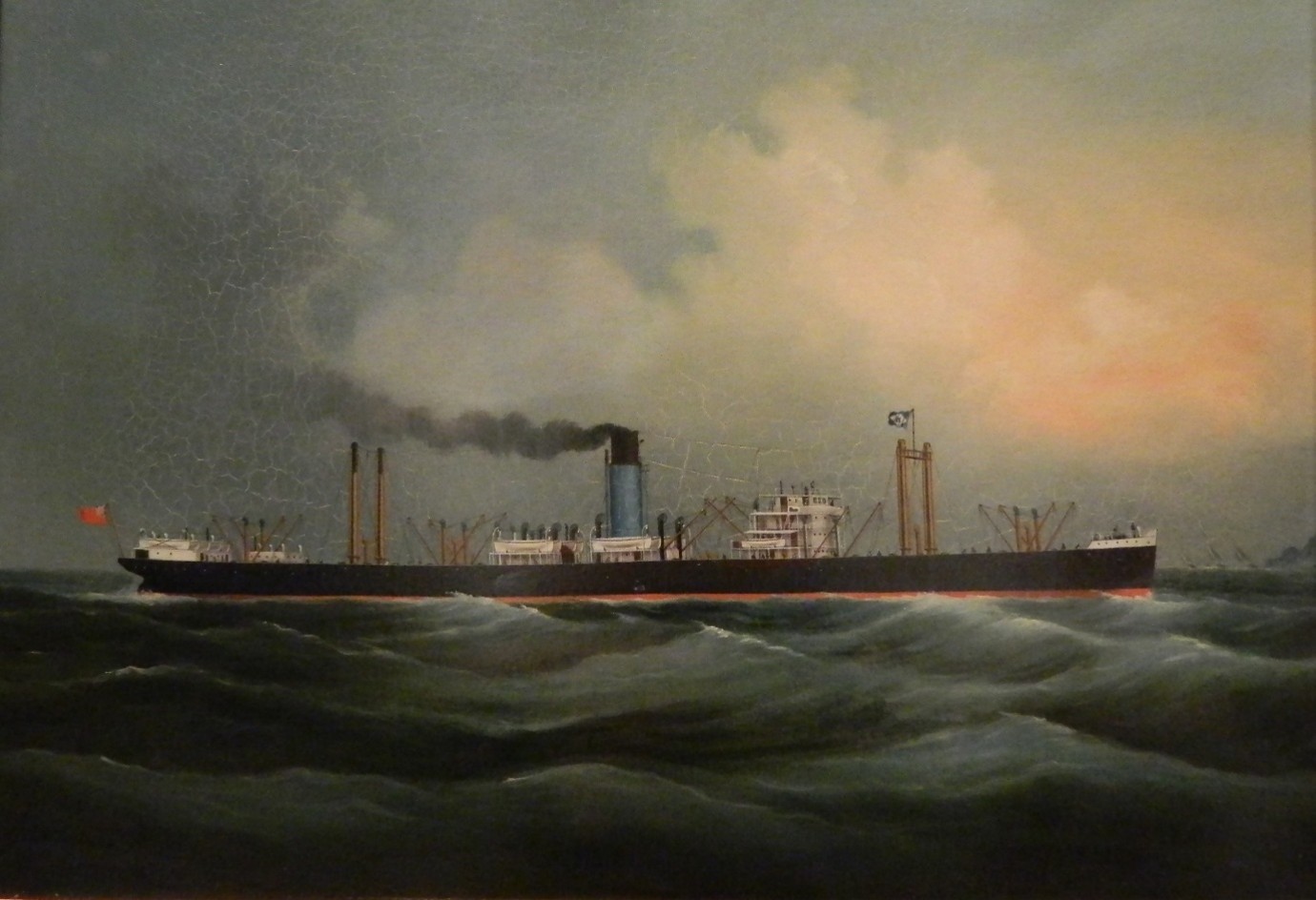 Blue funnel ship Painting of the 9,076 GRT Cyclops approaching Hong Kong. U-123 sank her in 1942 with the loss of 87 lives. The painting is in the Museum of Liverpool; the artist is unknown.